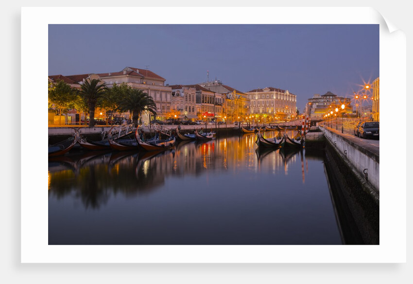 Moliceiro Boats Along the main canal of Averio With Night Lights by Anonymous
