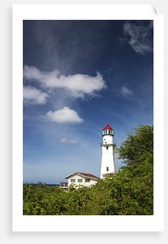 Morning light on Diamond Head Lighthouse with Puffy Clouds by Anonymous