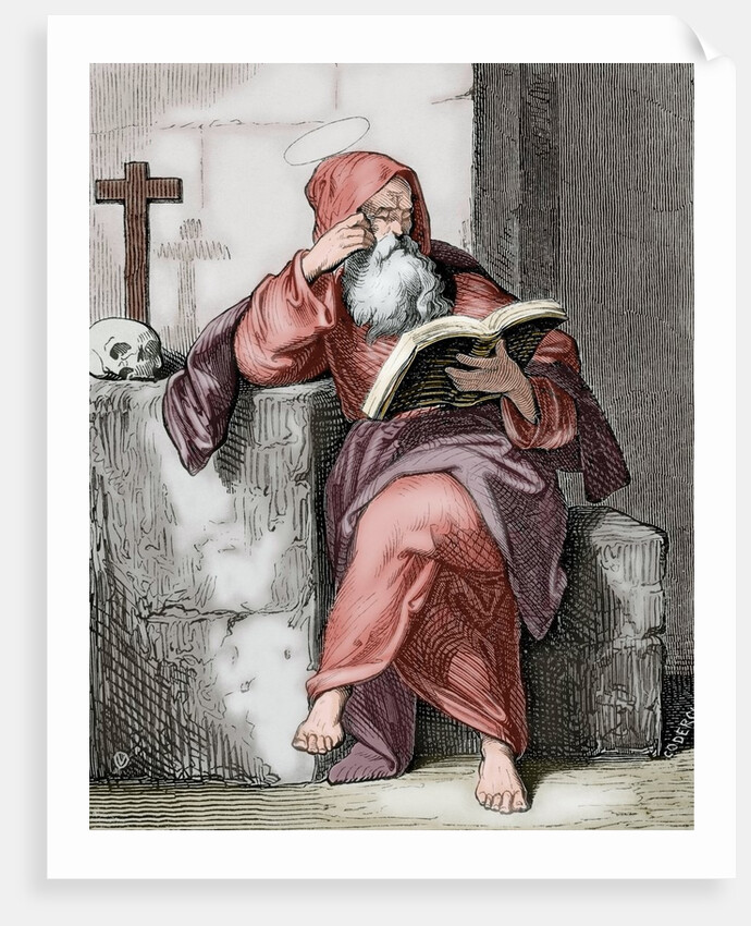 Saint Isaac of Cordoba (d. 851). Engraving. Colored. by Anonymous