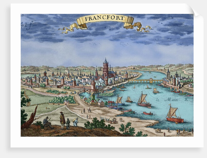 Germany. Frankfurt. Engraving. 17th century. Colored. by Anonymous