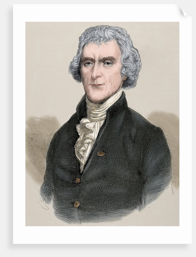 Thomas Jefferson (1743-1826). Engraving. Colored. by Anonymous