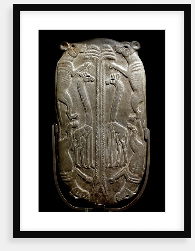 Ancient Egyptian cosmetic palette with animal motif by Anonymous