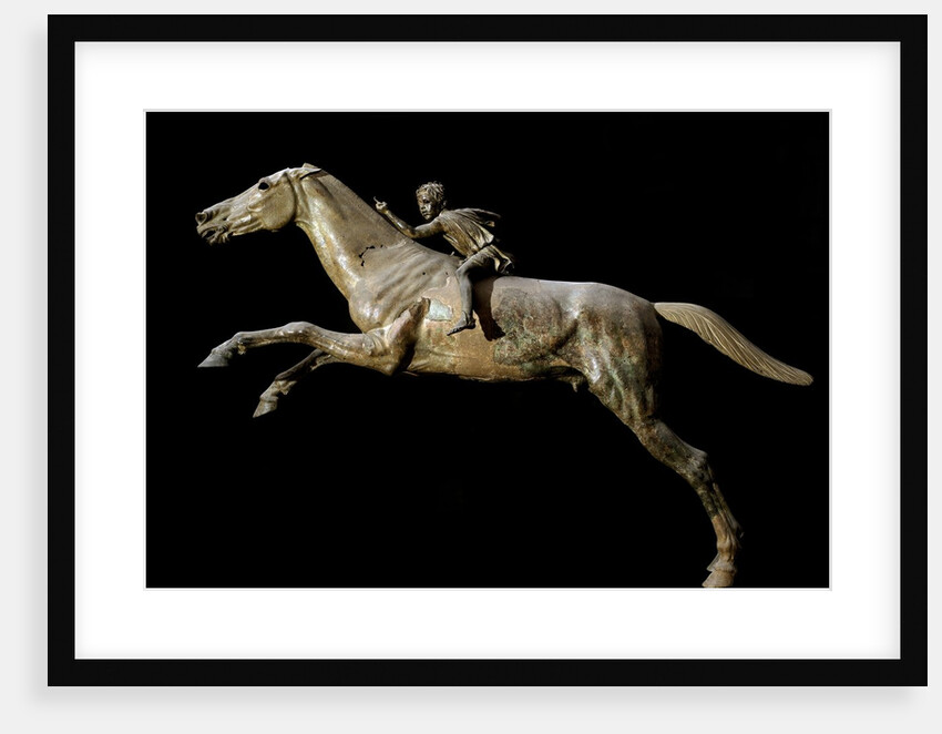 Ancient Greek sculpture of a rider on a horse jumping an obstacle by Anonymous