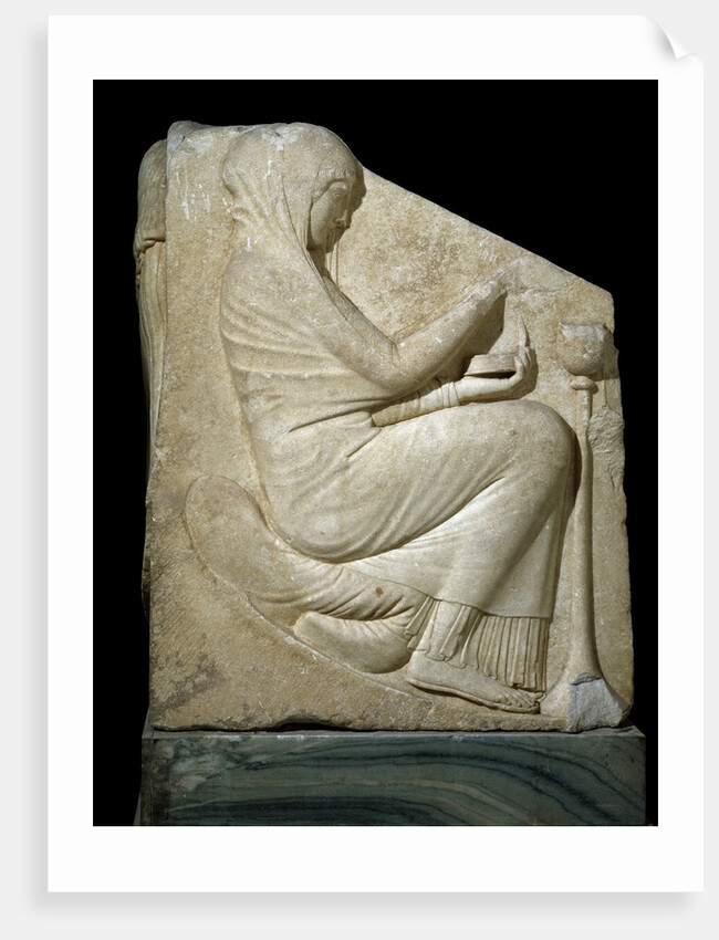 Panel of Ludovisi Throne : Woman placing incense in a Thymiaterion by Anonymous