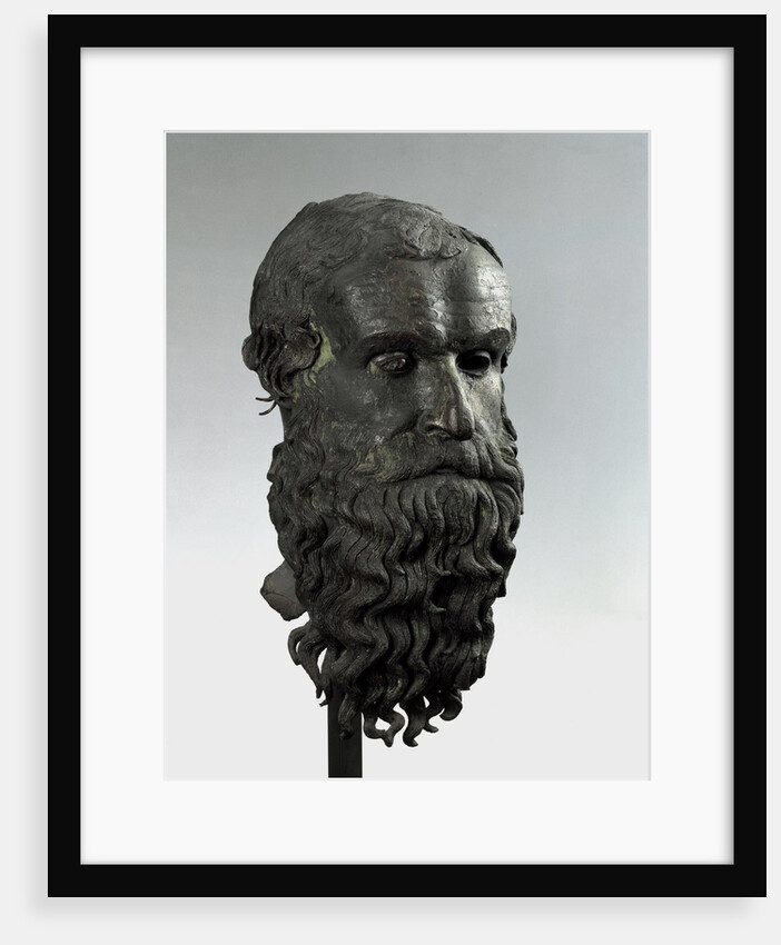 Ancient Greek bronze head of an old man with long beard (philosopher of Porticello) by Anonymous