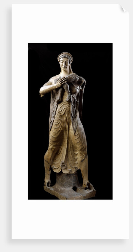 Etruscan sculpture of the goddess Leto holding her son Apollo by Corbis