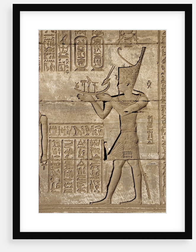 Ancient Egyptian sunken relief depicting man carrying a symbolic bark, detail of a Roman mammisi by Anonymous