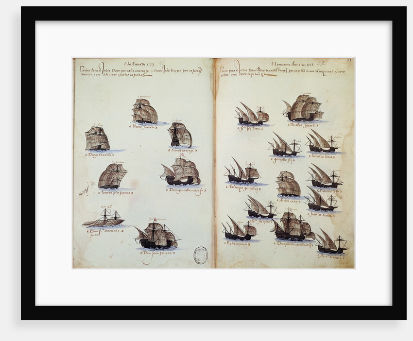 16th century manuscript depicting Portuguese fleet by Anonymous