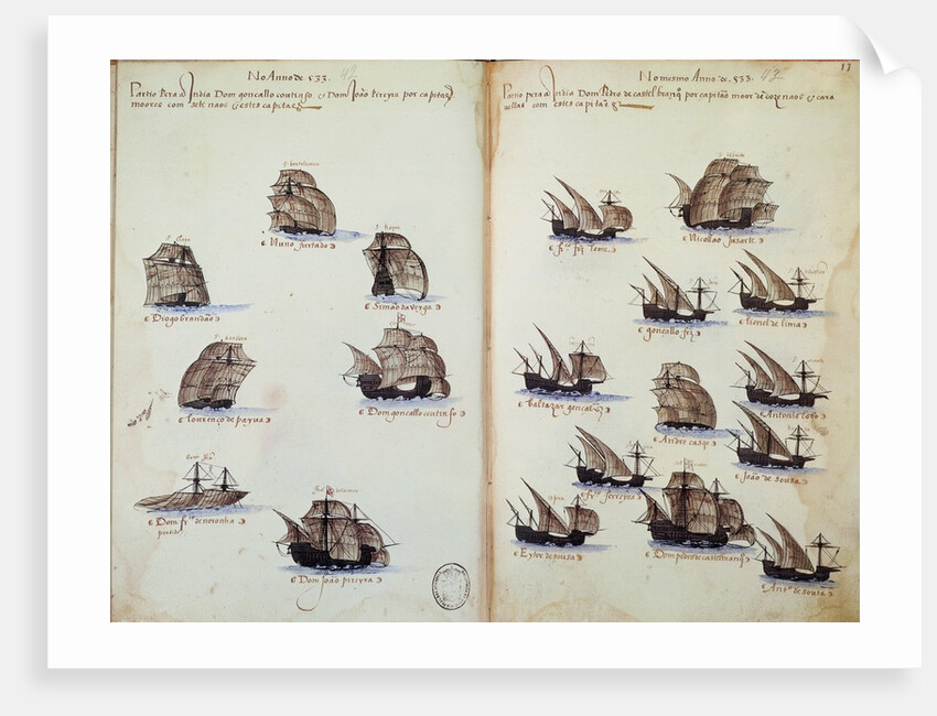 16th century manuscript depicting Portuguese fleet by Anonymous