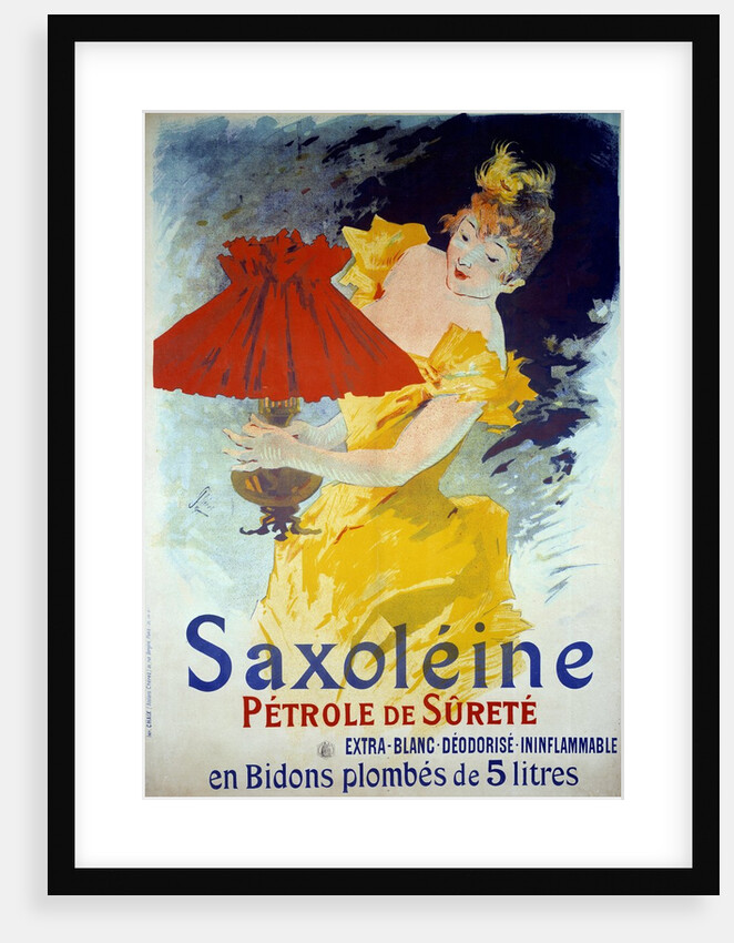 Poster advertising 'Saxoleine', safety lamp oil by Cheret