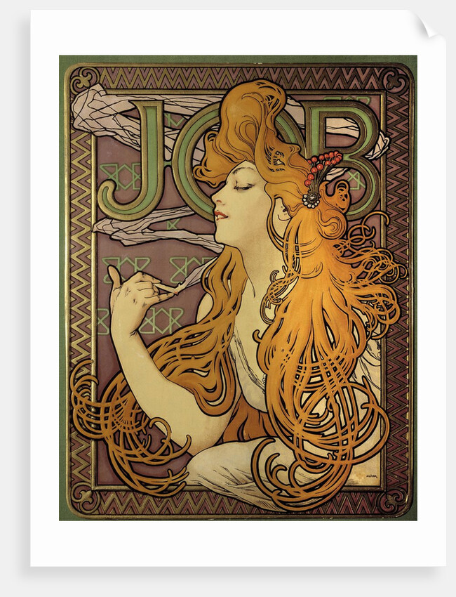 Poster advertising the cigarette paper "Job" by Alphonse Mucha