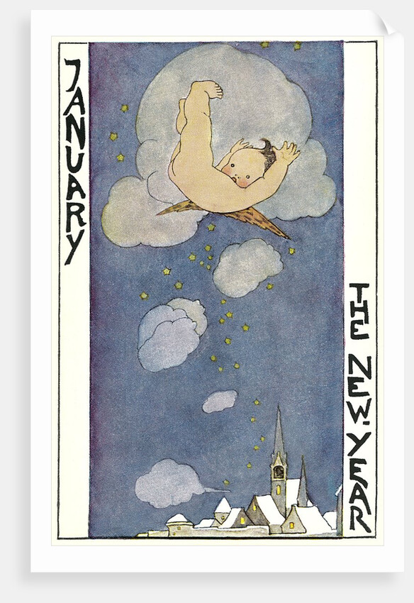 January, Cherub Falling out of Sky by Anonymous