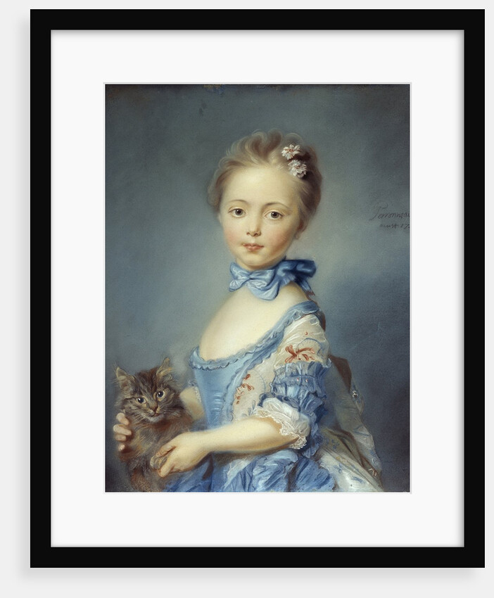 A Girl with a Kitten attributed to Jean-Baptiste Perronneau by Anonymous