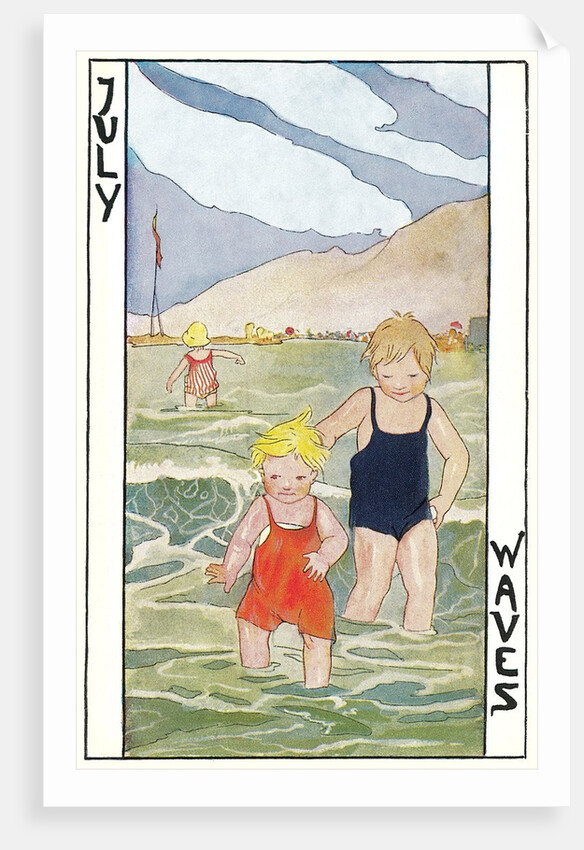July Waves, Children Bathing in Sea by Anonymous