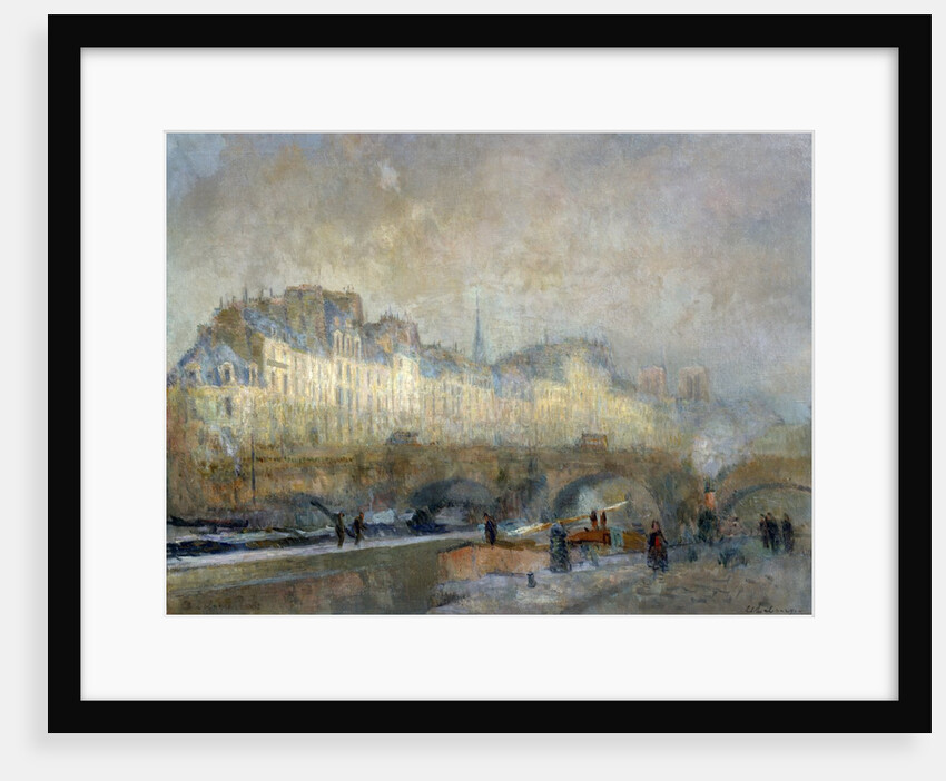 Paris, l'Ecluse de La Monnaie, winter sun, or view of the Pont-Neuf and the Ile de la Cite by Albert Lebourg