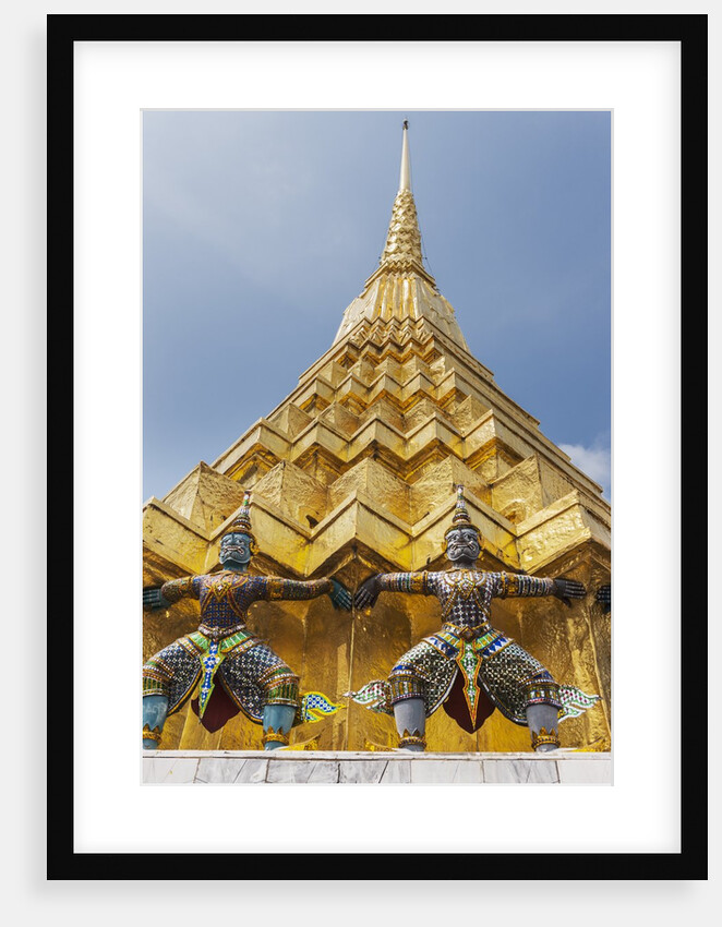 Grand Palace Complex, Wat Phra Kaew Temple (Temple of the Emerald Buddha), demon guardians and a Golden Chedi (stupa) by Anonymous