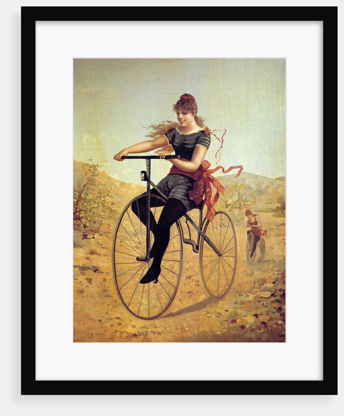History of the bicycle : woman pedaling her bicycle by Anonymous