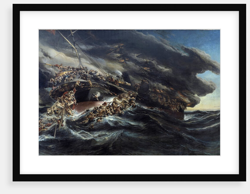 The fire of the steamer Austria by Eugene Isabey