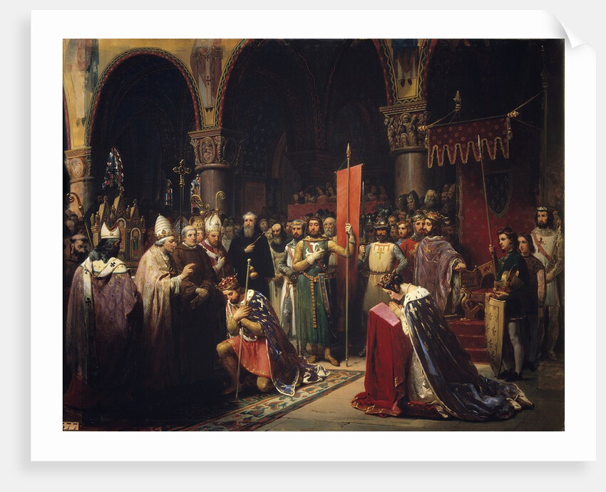 Louis VII takes the banner in the Basilica of Saint -Denis, 1147 by Jean Baptiste Mauzaisse