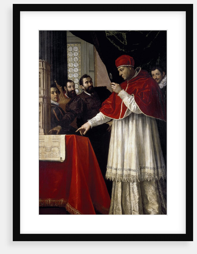 Michelangelo presents his model of San Lorenzo to Leo X by Jacopo da Empoli