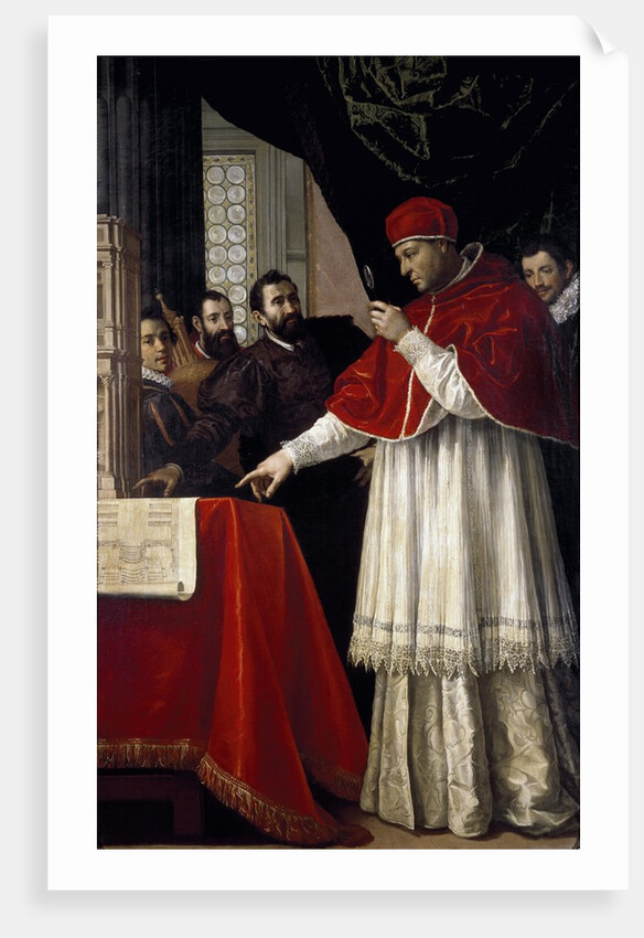 Michelangelo presents his model of San Lorenzo to Leo X by Jacopo da Empoli