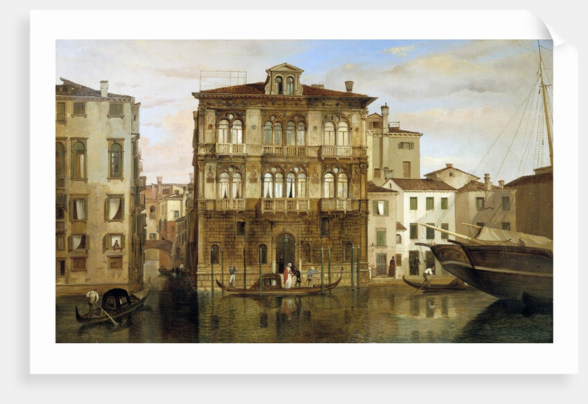 Marie Taglioni boarding a gondola in front of her palace in Venice by Carlo Ferrari