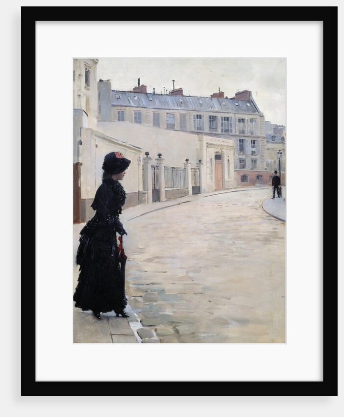 Waiting, rue de Chateaubriand in Paris by Jean Beraud