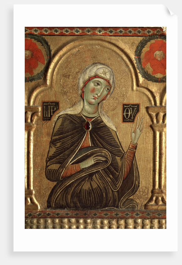 Detail of mary from Christ the Redeemer and Four Saints by Meliore di Jacopo