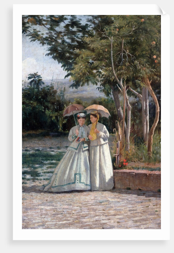 Promenade in a Garden by Silvestro Lega