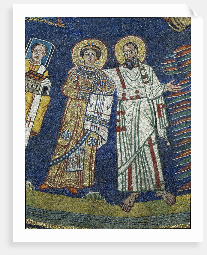 Mosiac of Praxedes and St Paul in Basilica di Santa Prassede by Anonymous