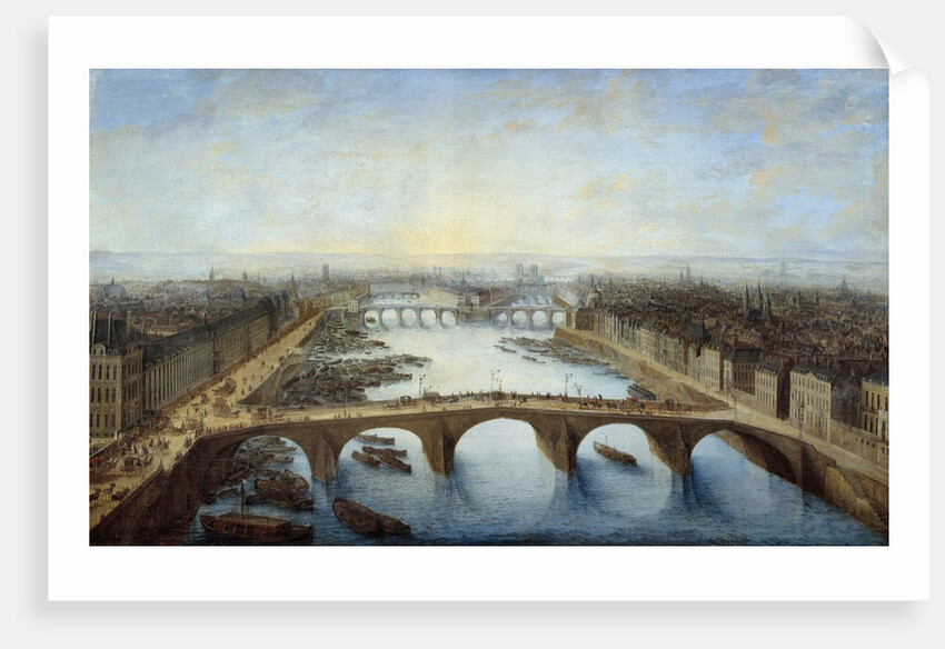Panoramic view of Paris over the Pont Royal by Charles Grevenbroeck