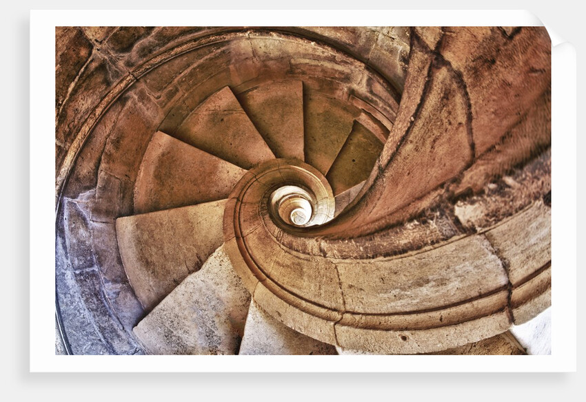 Spiral Stone Staircase in Convento de Cristo by Anonymous