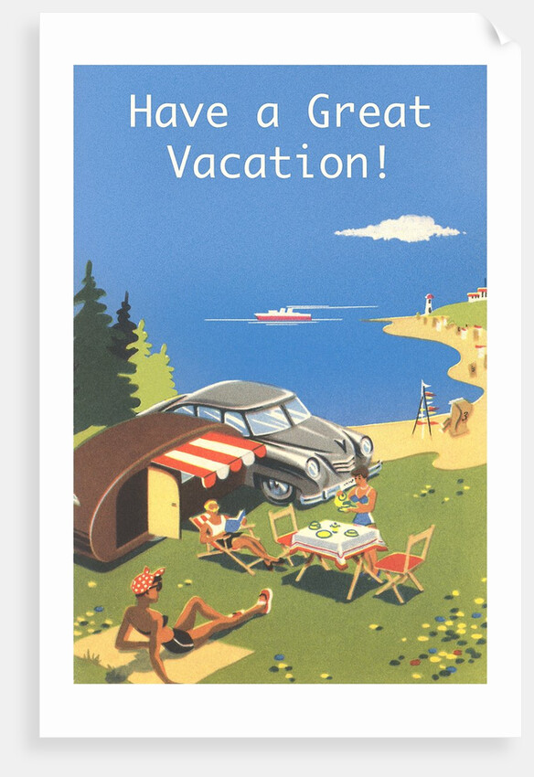 Family Camping by Ocean, Have a Great Vacation by Anonymous