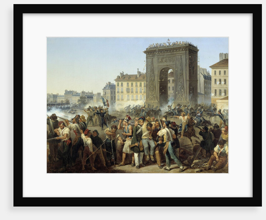 Fight at the Porte Saint Denis, 28 July 1830 by Hippolyte Lecomte