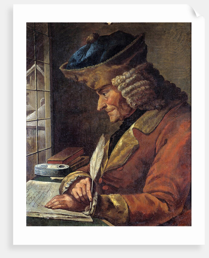 Portrait of Voltaire in His Study French School painting by Anonymous