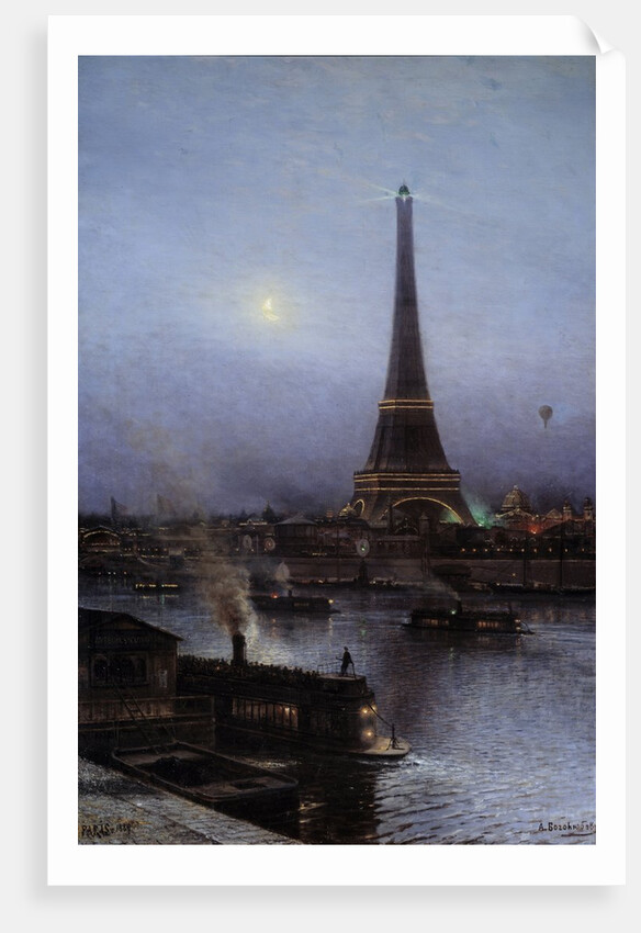 Eiffel Tower at Night, 1889 by Alexei Petrovich Bogoliouboff