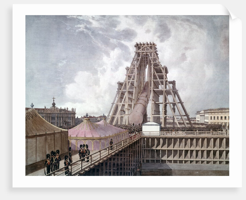 Erection of Alexander I column on the square in front of the Winter Palace by Anonymous