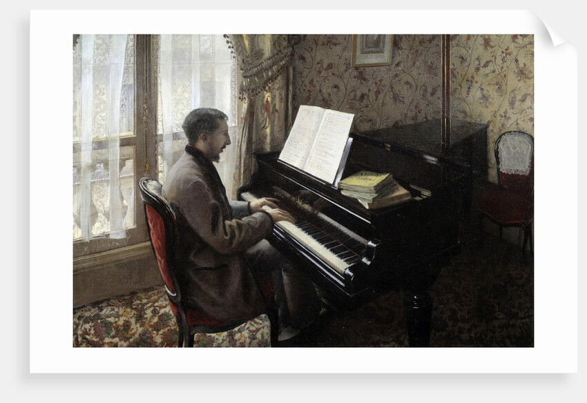 Young man playing the piano by Gustave Caillebotte