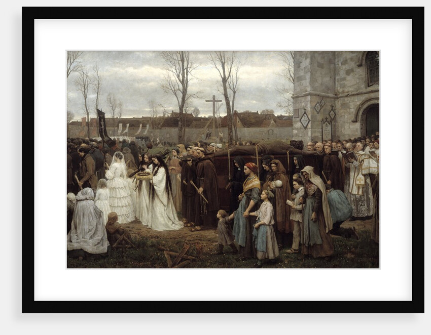 Erecting a Calvary. Procession in front of a Breton church by Jules Breton