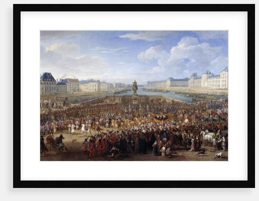 King Louis XIV in triumphal carriage crossing the Pont Neuf in Paris by Adam Frans van der Meulen