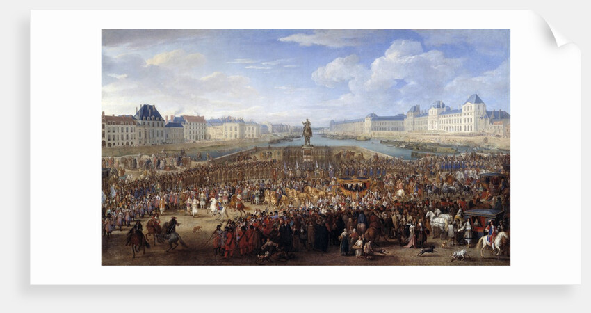 King Louis XIV in triumphal carriage crossing the Pont Neuf in Paris by Adam Frans van der Meulen