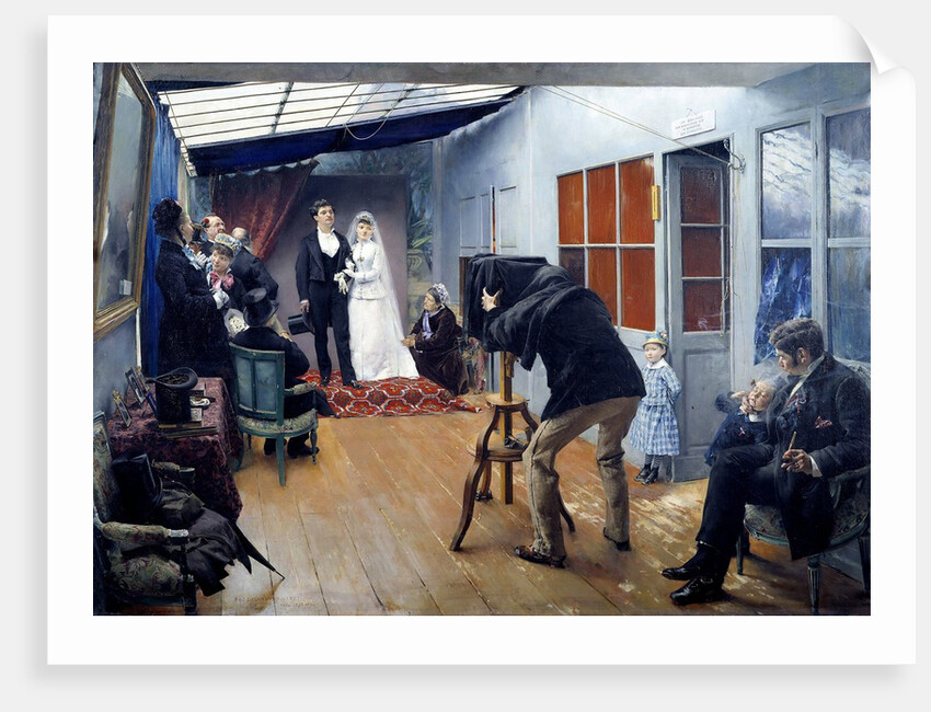 Wedding party at the photographer's studio - by Dagnan Bouveret