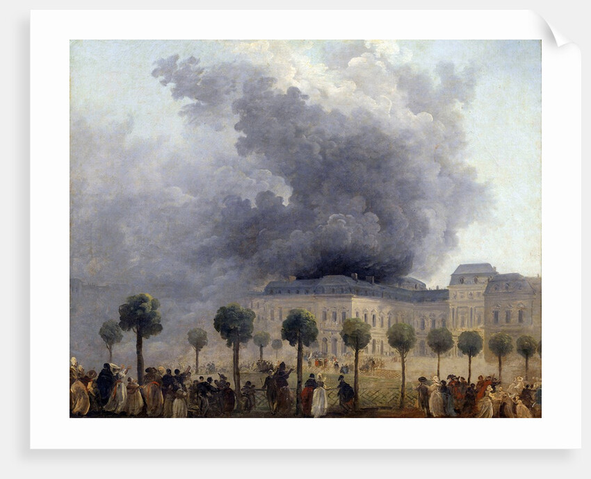 View of the fire at the Opera, Paris, 1781- by Hubert Robert
