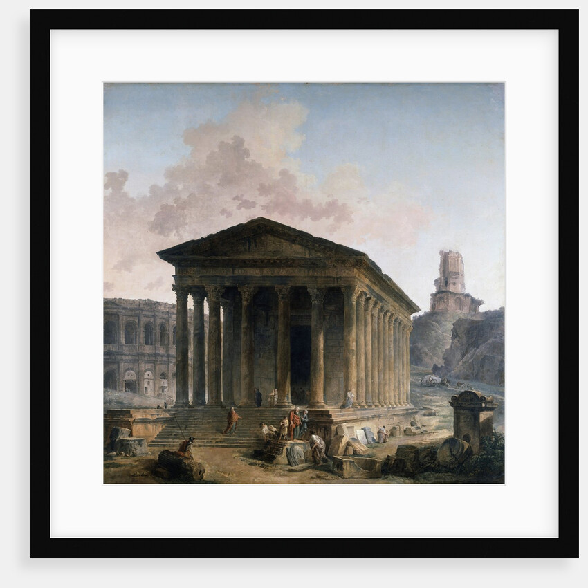 The Maison Carree, the Amphitheater and the Tour Magne in Nimes by Hubert Rober
