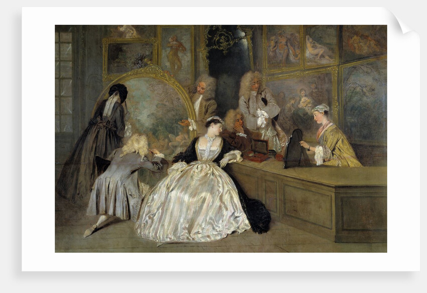 The choice. Right detail of the "The Shop Sign of Gersaint" by Jean Antoine Watteau