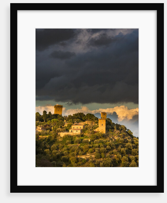 Storm Clouds above Monticchiello with last evening light by Anonymous