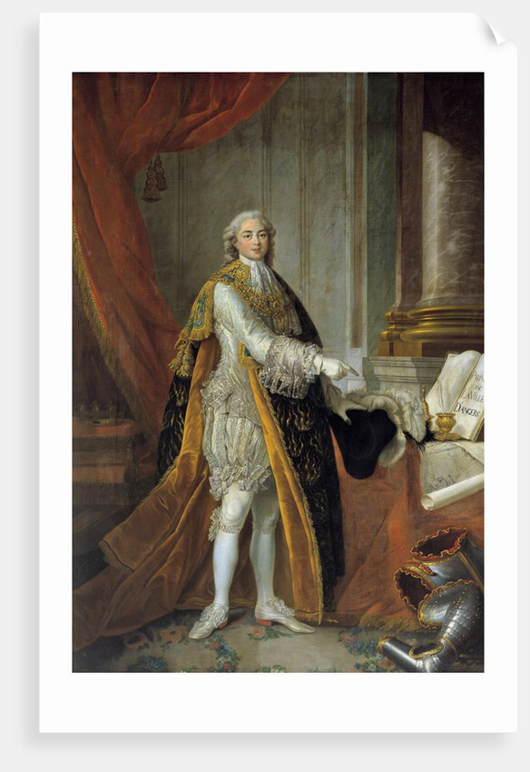 Full-length portrait of Louis Stanislas Xavier de France by Francois Hubert Drouais