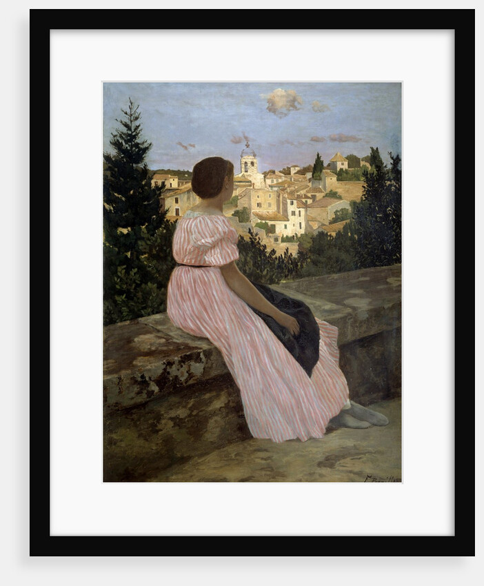 The pink dress or View of Castelnau-le-Lez by Jean Frederic Bazille