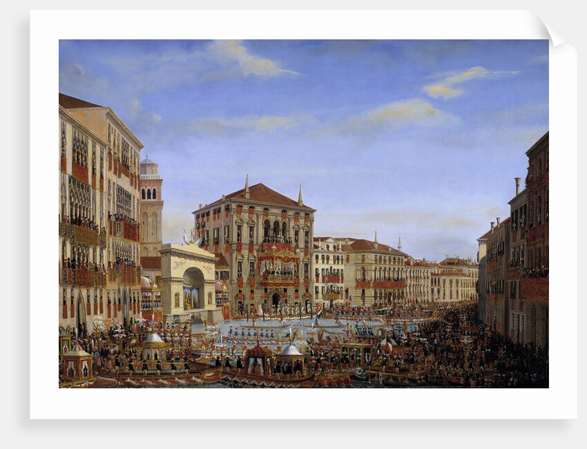 Napoleon presiding over a regatta from the Baldi palace's balcon, Venice by Giuseppe Borsato