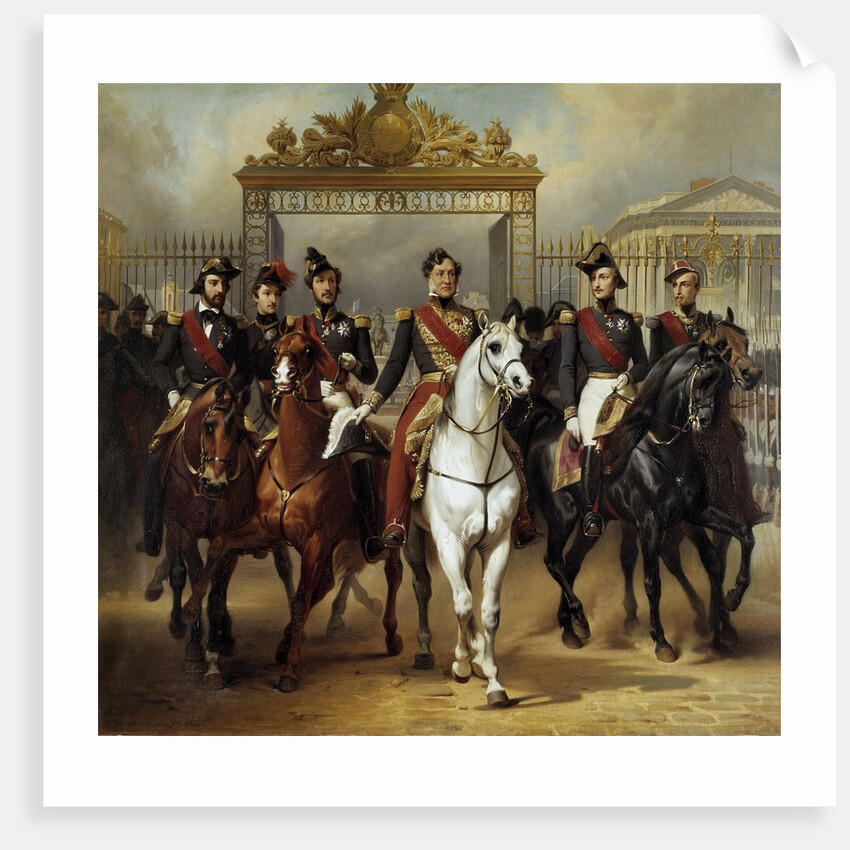 Louis-Philippe and his five sons leaving Versailles Castle by Horace Vernet